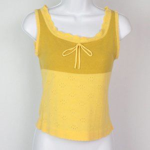 Yellow knit cropped tank top soft stretchy